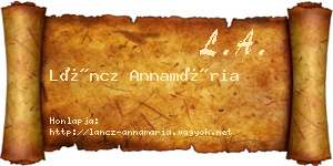 Láncz Annamária névjegykártya